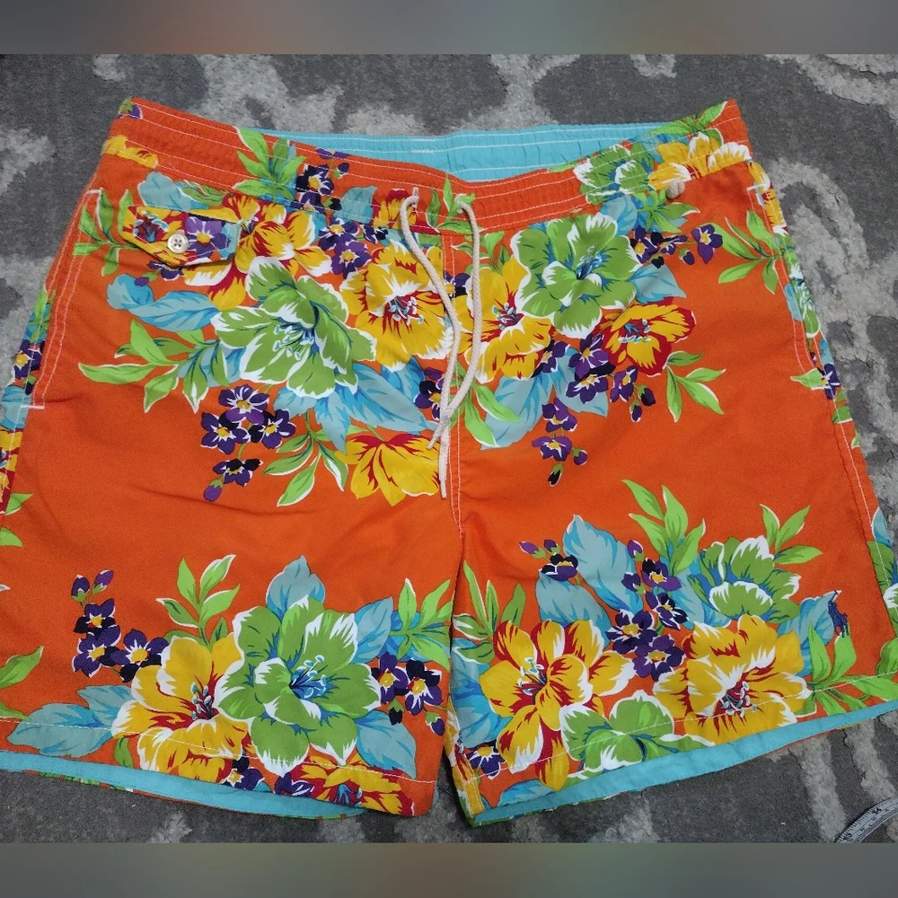 Polo Ralph Lauren Orange Hawaiian floral print board shorts
